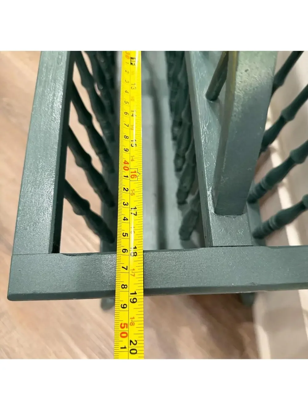 Vintage Dark Green American Spindle Magazine Rack